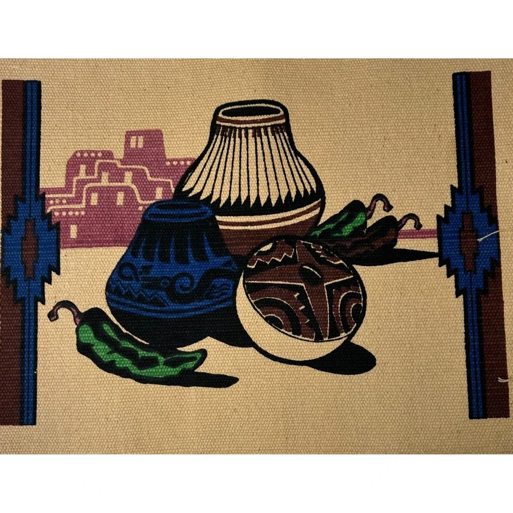 Set of 4 Vintage El Paso‎ Saddleblanket Co Pottery Southwest Placemats Mint